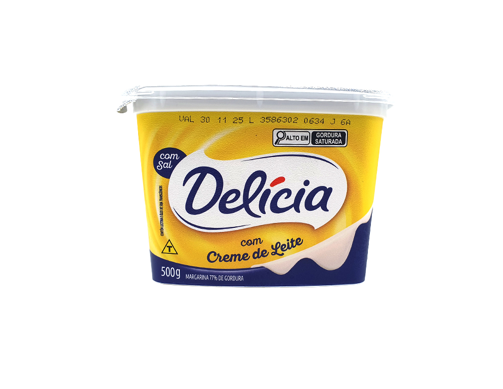MARGARINA MÉDIA COM SAL 77 % DELÍCIA 500 G (CX 12 UN)